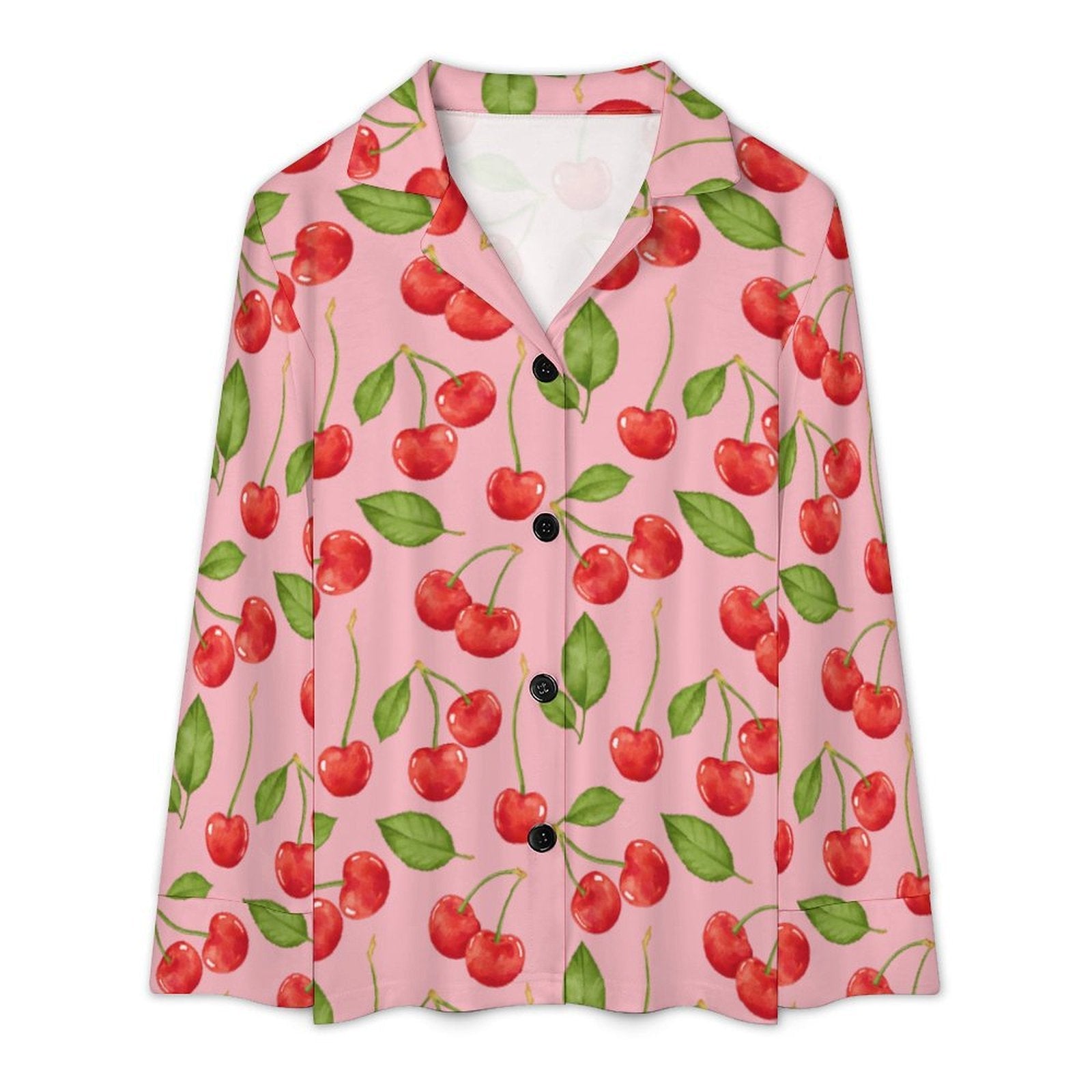 Women's Classic Pajama Set, Cherry Print Pajama Sets Slumberette