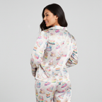 Women's Birthday Pajama Set, Pastel Rainbow Stripe Birthday Cakes, Silky PJs Women's Pajama Sets Slumberette™