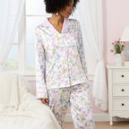 Women’s Pastel Balloon Animals Dog Long Sleeve Satin Pajama Top Women's Pajama Shirts Slumberette™