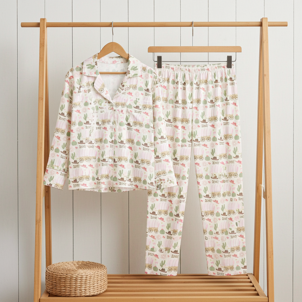 Women's Cute Country Western Pastel Jersey Knit Pajama Pants Set Women's Pajama Sets Slumberette™