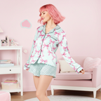 Women’s Satin Polka Dot Pajama Shorts – Mint Green Short Sleepwear Women's Pajama Shorts Slumberette™