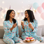 Women’s Birthday Pajamas – Pastel Cakes Cupcakes Print Lounge Set Women's Pajama Sets Slumberette