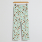 Women's Soft Knit Sparrows Bird Print Lounge PJ Pants, Sage Lounge Pants Slumberette