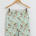 Women's Soft Knit Sparrows Bird Print Lounge PJ Pants, Sage Lounge Pants Slumberette