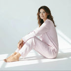 Women's pastel pink swiss dot Satin pajama set