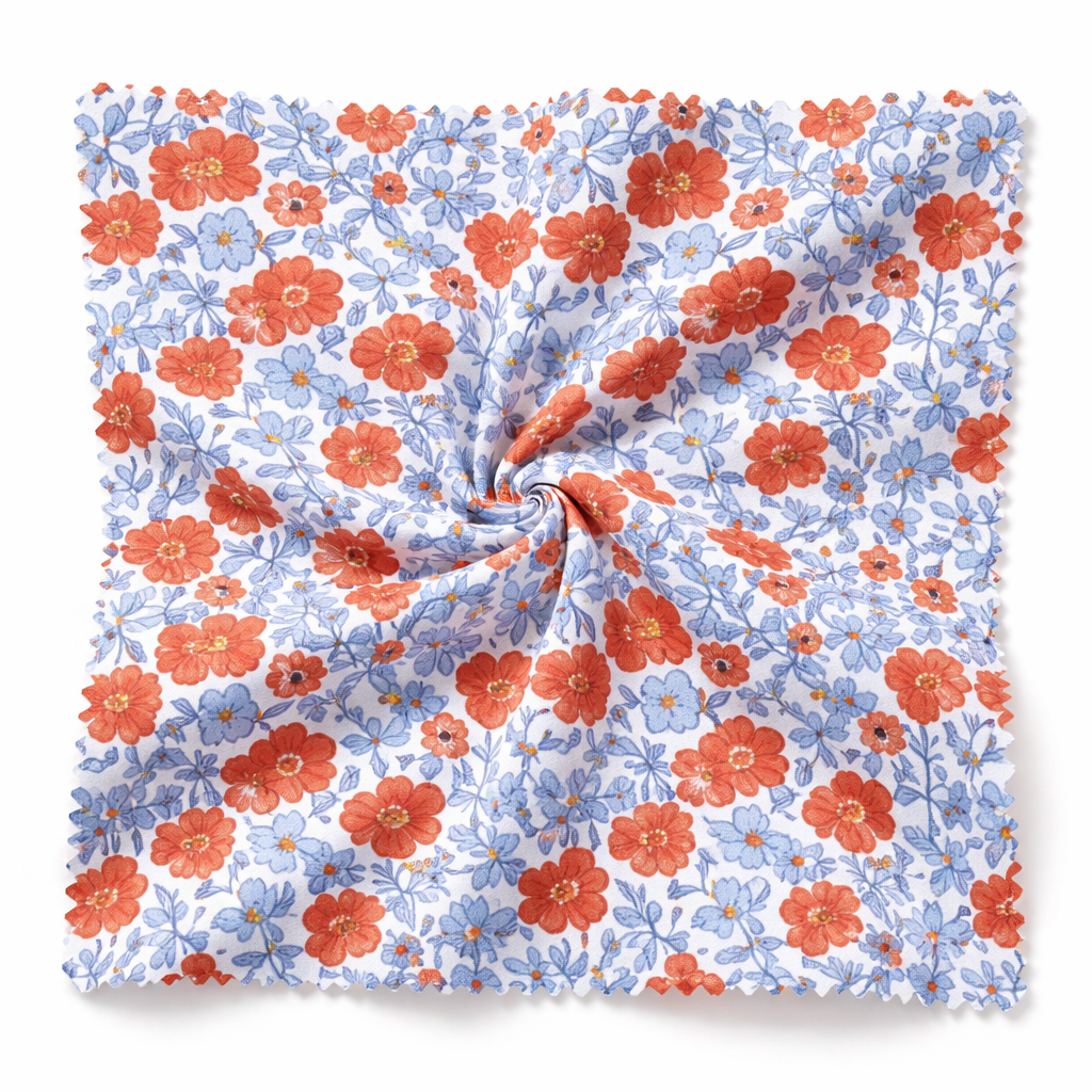 Women's Summer Pajamas - Red, White Blue Ditzy Floral