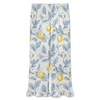 Women's Cropped Lounge Pant, Ruffle Hem - Positano Lemons
