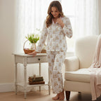 Women’s Long Sleeve Silky Pajama Top - Spring Bunnies