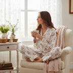 Women’s Long Sleeve Silky Pajama Top - Spring Bunnies