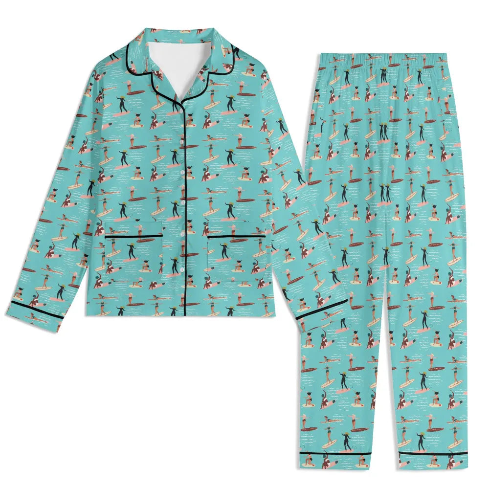 Women's Beachy Surfers Cotton/Poly Pajama Pants Set Women's Pajama Sets Slumberette™