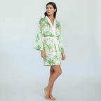 Women's Beach Tropical Satin Robe, Destination Wedding, Matching Bridesmaids