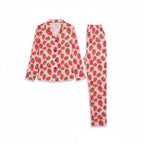 Women's Jersey Knit Classic Pajama Set, Pink Strawberry Print
