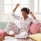 Women’s Silky Birthday Pajamas - Pink Pastel Rainbow Cakes Pajama Pants Slumberette™