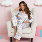 Women’s Pastel Balloon Animals Dog Satin Pajama Pants Slumberette™