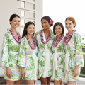 Women's Beach Tropical Satin Robe, Destination Wedding, Matching Bridesmaids Robes 