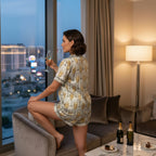 Women's Silky Pajamas Short Set Champagne Glasses, Bachelorette Weekend