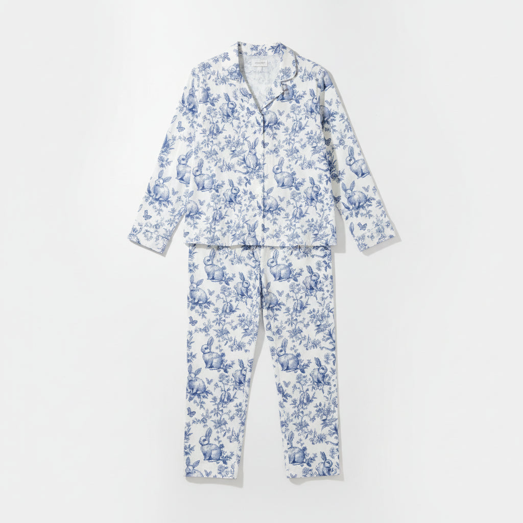 Women's Jersey Knit Chinoiserie Easter Bunny Floral Pajamas
