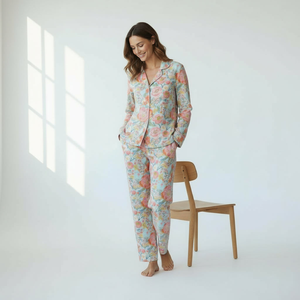 Women's Jersey Knit Spring Floral Pajama Set