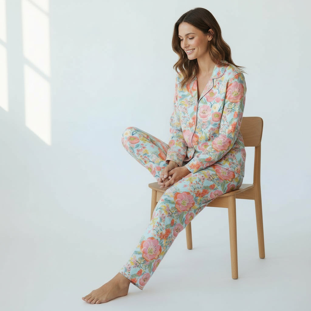 Women's Jersey Knit Spring Floral Pajama Set