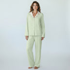Women's Jersey Knit Light Green Gingham Pajamas