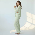 Women's Jersey Knit Light Green Gingham Pajamas