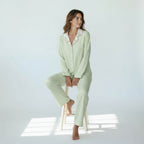 Women's Jersey Knit Light Green Gingham Pajamas