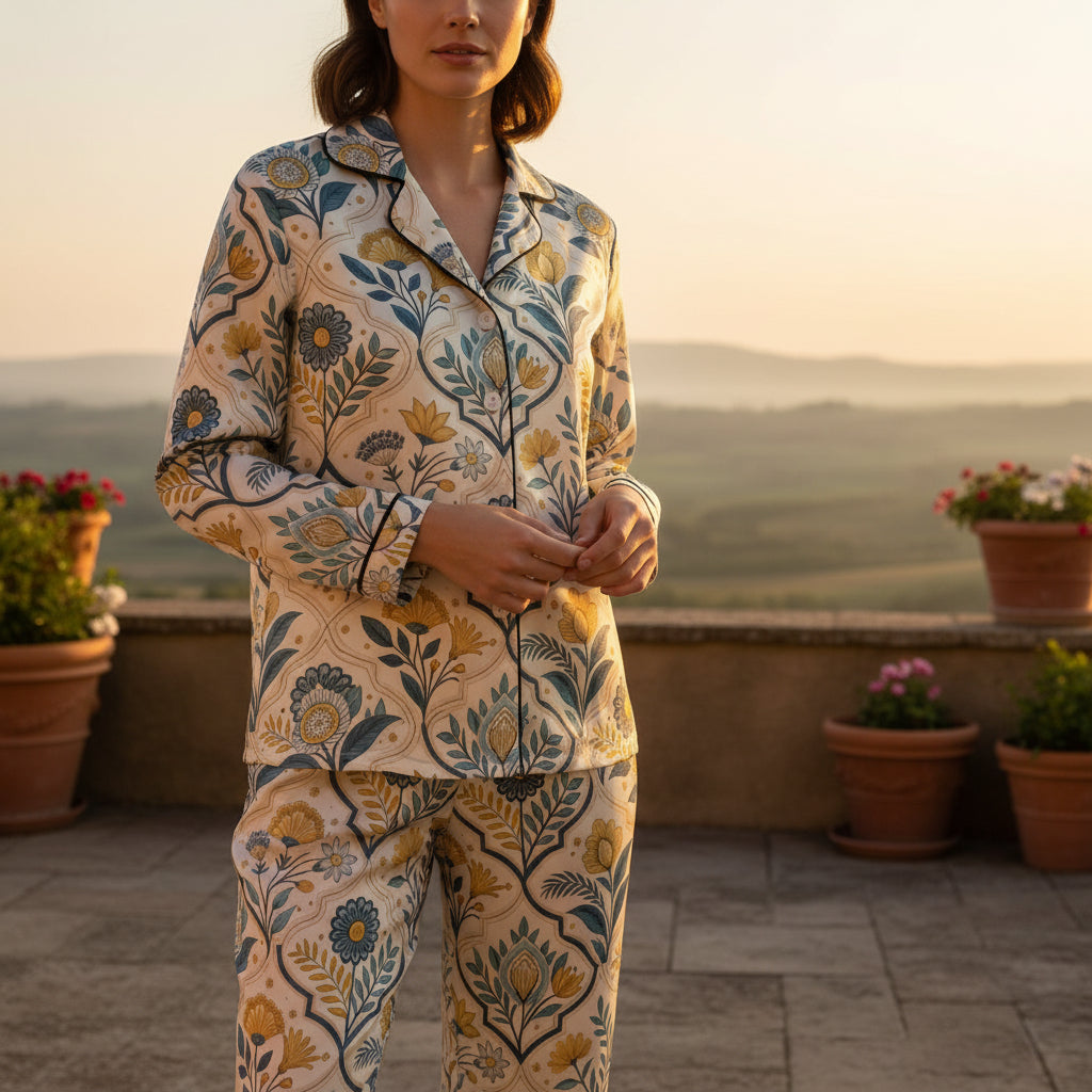 Women’s Satin Pajama Set – La Dolce Vita Italian Baroque