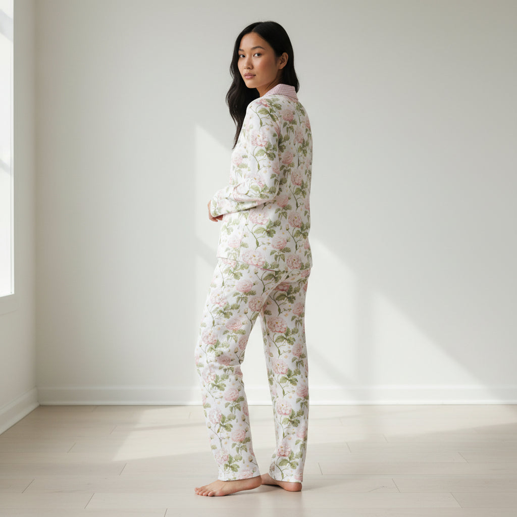 Women's Jersey Knit Pink Hydrangeas Floral Pajamas