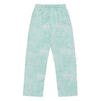 women's satin pajama pants, mint green black dot, vintage style