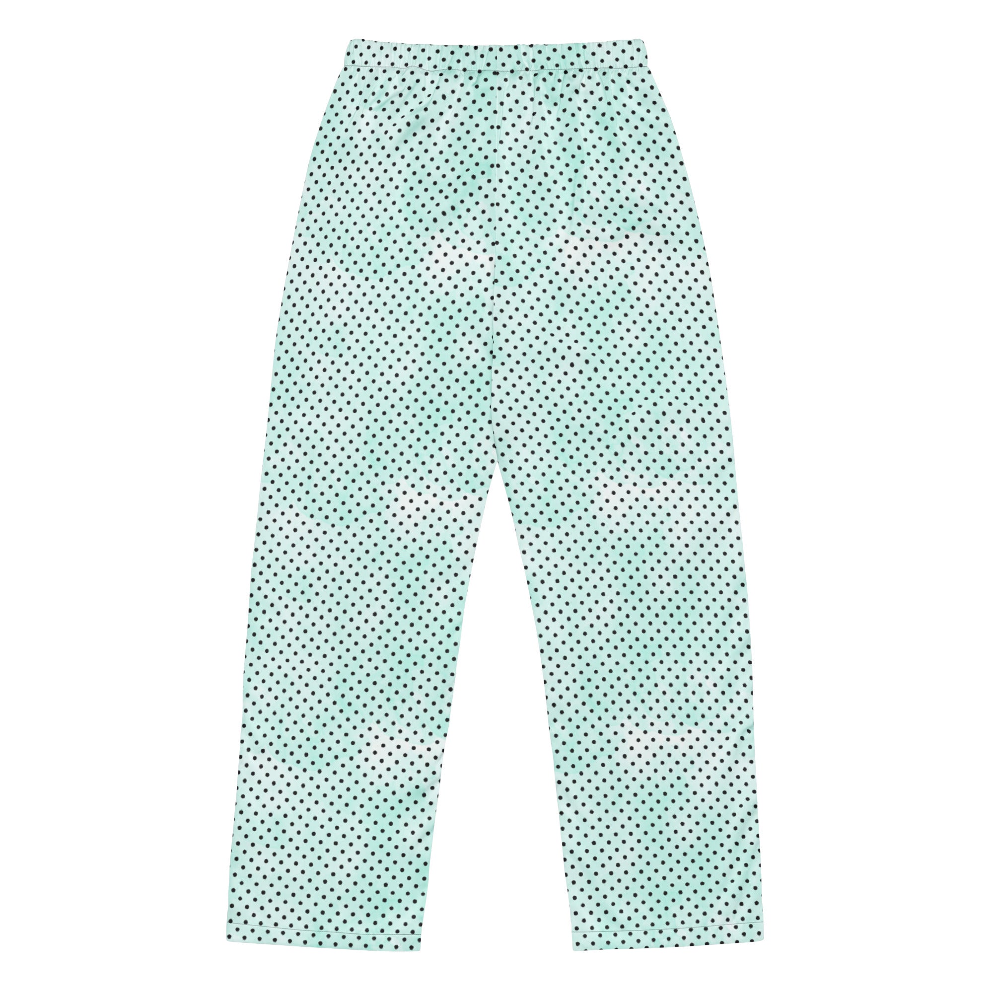 women's satin pajama pants, mint green black dot, vintage style