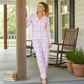 Women's Cute Pastel Chickens Jersey Knit Pajama Pants Set, Pink Women's Pajama Sets Slumberette™