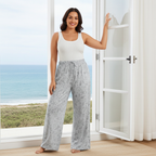 Women's Sea Shells Wide Leg Pajama Lounge Pants, Grey Womens Pajama Pants Slumberette
