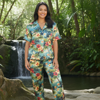 Women’s Hawaiian Print Silky Pajama Pants - Cruise Resort Vacation Pajamas Womens Pajama Pants Slumberette™