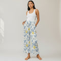 Women's Cropped Lounge Pant, Ruffle Hem - Positano Lemons