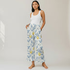 Women's Cropped Lounge Pant, Ruffle Hem - Positano Lemons