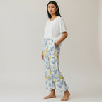 Women's Cropped Lounge Pant, Ruffle Hem - Positano Lemons