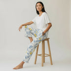 Women's Cropped Lounge Pant, Ruffle Hem - Positano Lemons
