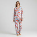 Women's Summer Pajamas - Red, White Blue Ditzy Floral