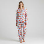 Women's Summer Pajamas - Red, White Blue Ditzy Floral